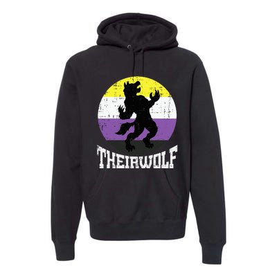 Theirwolf Pride Non Binary Enby Nb Flag Lgbtq Premium Hoodie