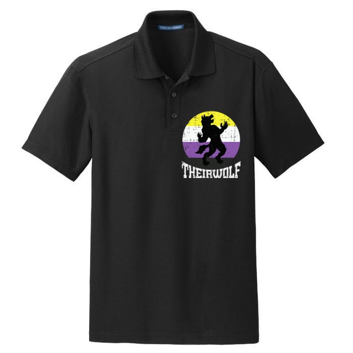 Theirwolf Pride Non Binary Enby Nb Flag Lgbtq Dry Zone Grid Polo