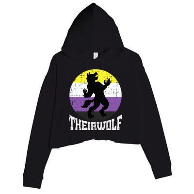 Theirwolf Pride Non Binary Enby Nb Flag Lgbtq Crop Fleece Hoodie