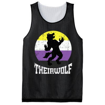 Theirwolf Pride Non Binary Enby Nb Flag Lgbtq Mesh Reversible Basketball Jersey Tank