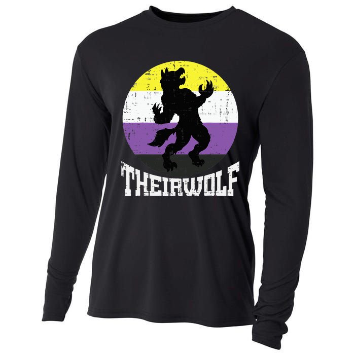 Theirwolf Pride Non Binary Enby Nb Flag Lgbtq Cooling Performance Long Sleeve Crew