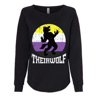 Theirwolf Pride Non Binary Enby Nb Flag Lgbtq Womens California Wash Sweatshirt