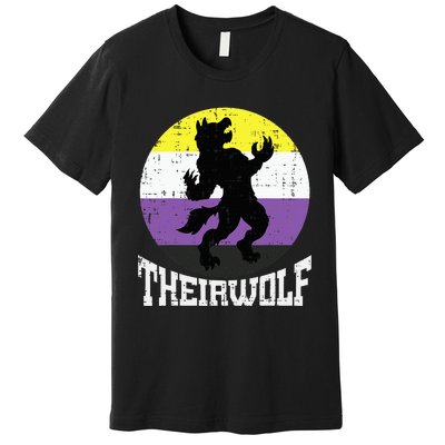 Theirwolf Pride Non Binary Enby Nb Flag Lgbtq Premium T-Shirt