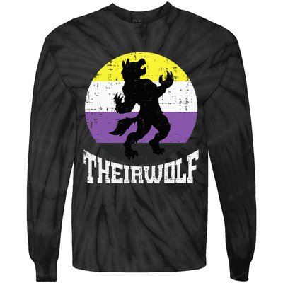 Theirwolf Pride Non Binary Enby Nb Flag Lgbtq Tie-Dye Long Sleeve Shirt