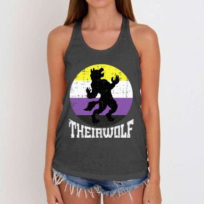 Theirwolf Pride Non Binary Enby Nb Flag Lgbtq Women's Knotted Racerback Tank