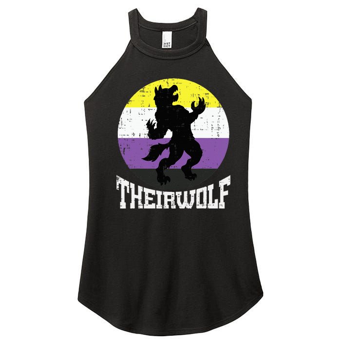 Theirwolf Pride Non Binary Enby Nb Flag Lgbtq Women’s Perfect Tri Rocker Tank