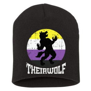 Theirwolf Pride Non Binary Enby Nb Flag Lgbtq Short Acrylic Beanie