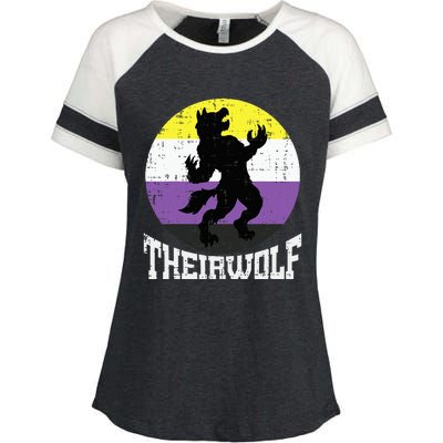 Theirwolf Pride Non Binary Enby Nb Flag Lgbtq Enza Ladies Jersey Colorblock Tee