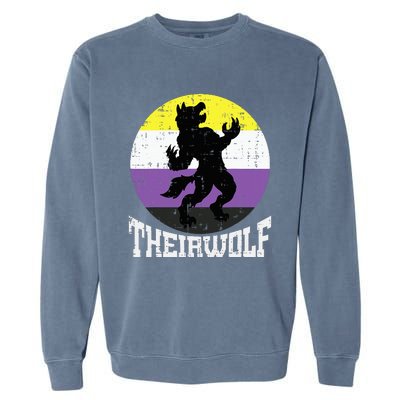 Theirwolf Pride Non Binary Enby Nb Flag Lgbtq Garment-Dyed Sweatshirt