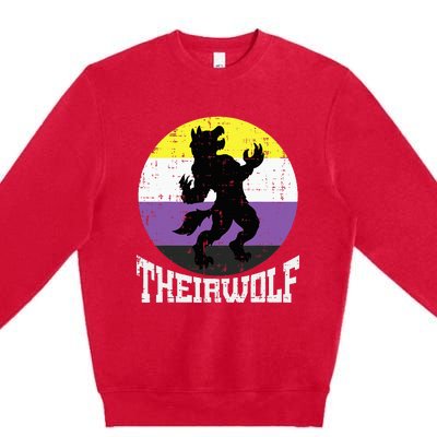 Theirwolf Pride Non Binary Enby Nb Flag Lgbtq Premium Crewneck Sweatshirt