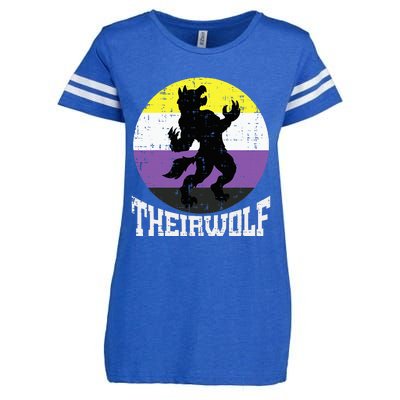 Theirwolf Pride Non Binary Enby Nb Flag Lgbtq Enza Ladies Jersey Football T-Shirt