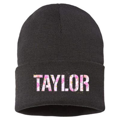 Taylor Personalized Name Floral First Name Taylor Sustainable Knit Beanie