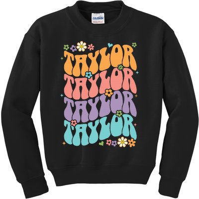 T.aylor Personal Name First Name Funny T.aylor Kids Sweatshirt