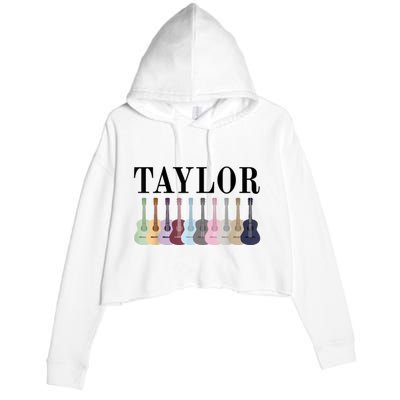 Taylor Personalized Name I Love Taylor Girl Groovy 70S Crop Fleece Hoodie