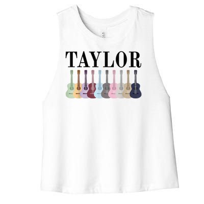 Taylor Personalized Name I Love Taylor Girl Groovy 70S Women's Racerback Cropped Tank