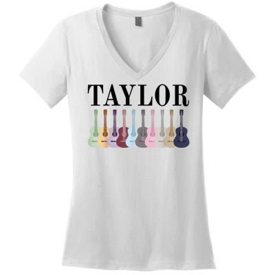 Taylor Personalized Name I Love Taylor Girl Groovy 70S Women's V-Neck T-Shirt