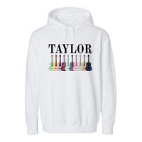 Taylor Personalized Name I Love Taylor Girl Groovy 70S Garment-Dyed Fleece Hoodie