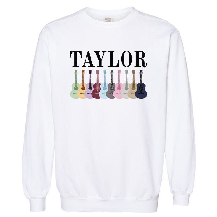 Taylor Personalized Name I Love Taylor Girl Groovy 70S Garment-Dyed Sweatshirt