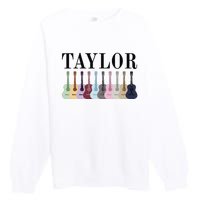 Taylor Personalized Name I Love Taylor Girl Groovy 70S Premium Crewneck Sweatshirt