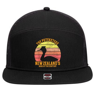 The Puteketeke New ZealandS Bird Of The Century 7 Panel Mesh Trucker Snapback Hat