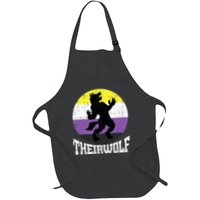 Theirwolf Pride Non Binary Enby Nb Flag Lgbtq Full-Length Apron With Pockets