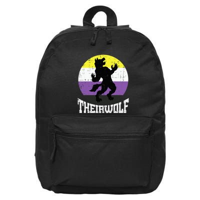 Theirwolf Pride Non Binary Enby Nb Flag Lgbtq 16 in Basic Backpack