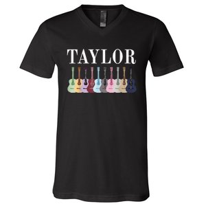 Taylor Personalized Name I Love Taylor Girl Groovy 70S V-Neck T-Shirt