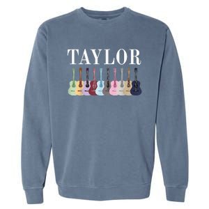 Taylor Personalized Name I Love Taylor Girl Groovy 70S Garment-Dyed Sweatshirt