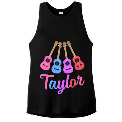 Taylor Personalized Name I Love Taylor Girl Groovy 70S Ladies PosiCharge Tri-Blend Wicking Tank
