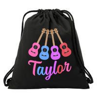 Taylor Personalized Name I Love Taylor Girl Groovy 70S Drawstring Bag