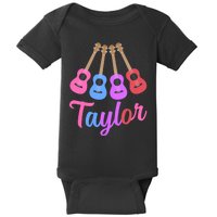 Taylor Personalized Name I Love Taylor Girl Groovy 70S Baby Bodysuit