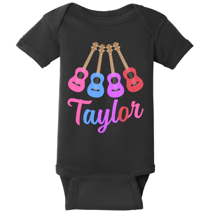 Taylor Personalized Name I Love Taylor Girl Groovy 70S Baby Bodysuit