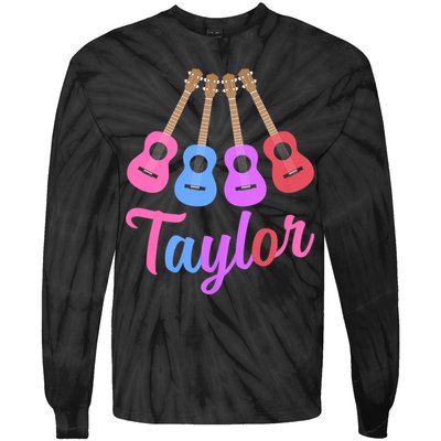 Taylor Personalized Name I Love Taylor Girl Groovy 70S Tie-Dye Long Sleeve Shirt