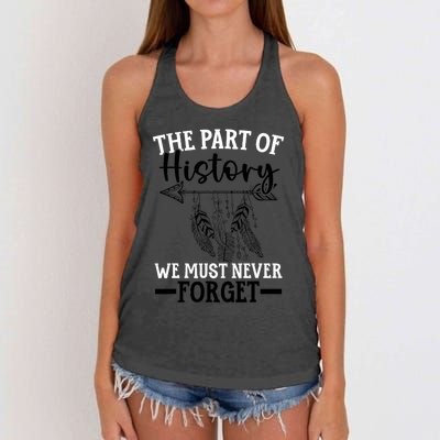 The Part Of History We Never Forget Orange Day Indigenous Women's Knotted Racerback Tank