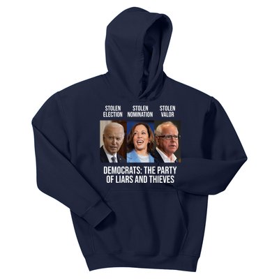 The Party Of Liars And Thieves Anti Biden Harris Walz Kids Hoodie