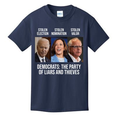 The Party Of Liars And Thieves Anti Biden Harris Walz Kids T-Shirt