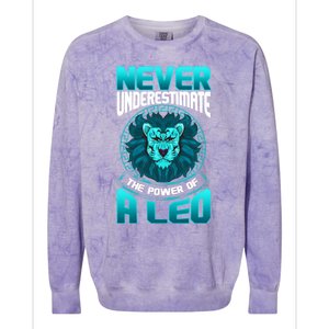 The Power Of A Leo A Leo Zodiac Great Gift Colorblast Crewneck Sweatshirt