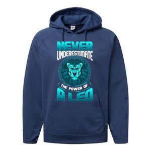 The Power Of A Leo A Leo Zodiac Great Gift Performance Fleece Hoodie