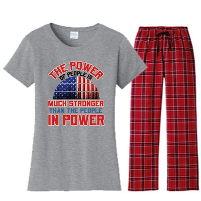 The Power Of People Is Much Stronger Than The People In Power Political Slogan Women's Flannel Pajama Set