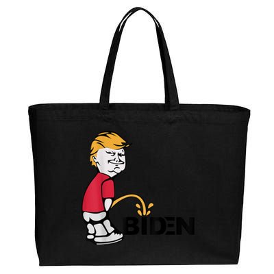 Trump Peeing On Biden Pissing Anti Biden Pro Trump Cotton Canvas Jumbo Tote