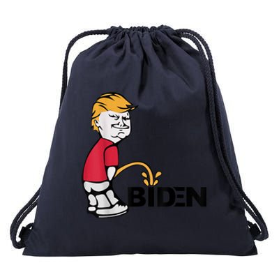 Trump Peeing On Biden Pissing Anti Biden Pro Trump Drawstring Bag