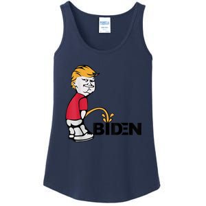 Trump Peeing On Biden Pissing Anti Biden Pro Trump Ladies Essential Tank