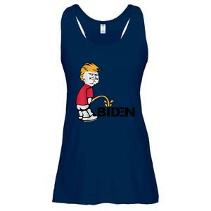 Trump Peeing On Biden Pissing Anti Biden Pro Trump Ladies Essential Flowy Tank