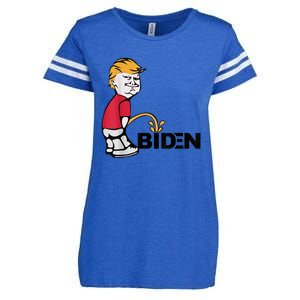 Trump Peeing On Biden Pissing Anti Biden Pro Trump Enza Ladies Jersey Football T-Shirt