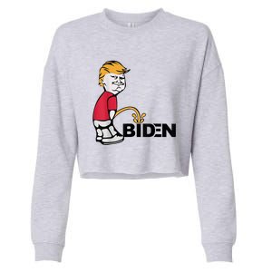 Trump Peeing On Biden Pissing Anti Biden Pro Trump Cropped Pullover Crew