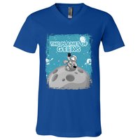 The Planet Of Geeks Gift Astronaut Graphic Funny Meaningful Gift V-Neck T-Shirt