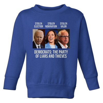 The Party Of Liars And Thieves Anti Biden Harris Walz Toddler Sweatshirt