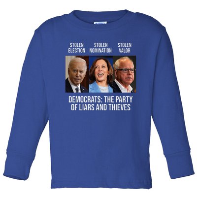 The Party Of Liars And Thieves Anti Biden Harris Walz Toddler Long Sleeve Shirt