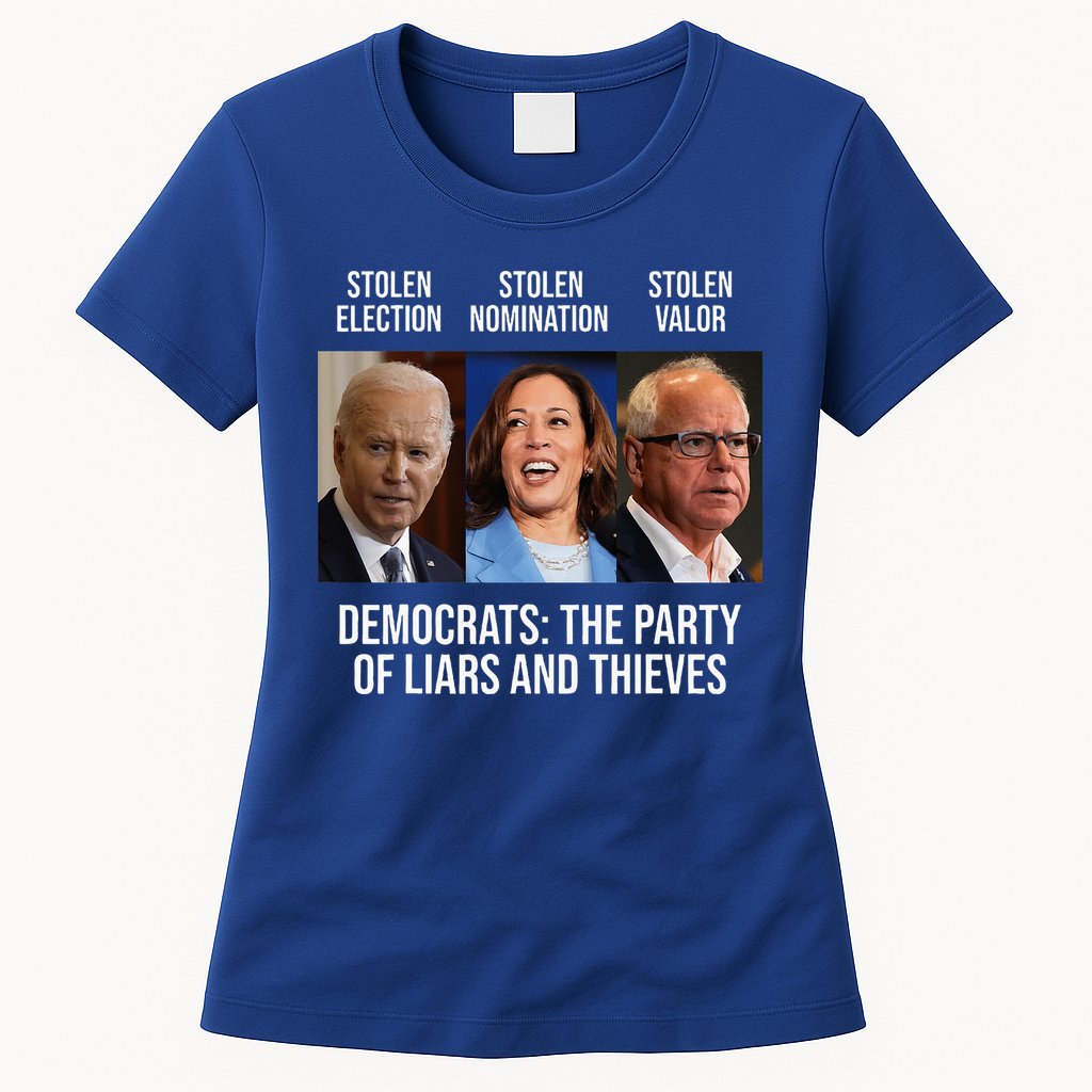 The Party Of Liars And Thieves Anti Biden Harris Walz Womens T-Shirt
