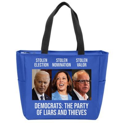 The Party Of Liars And Thieves Anti Biden Harris Walz Zip Tote Bag